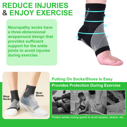 Kolevape 4 Mixed Colors Neuropathy Socks for Women & Men,Nano Socks,Compression Socks