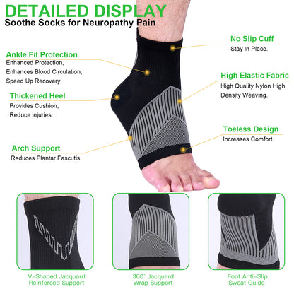 Kolevape 4 Mixed Colors Neuropathy Socks for Women & Men,Nano Socks,Compression Socks