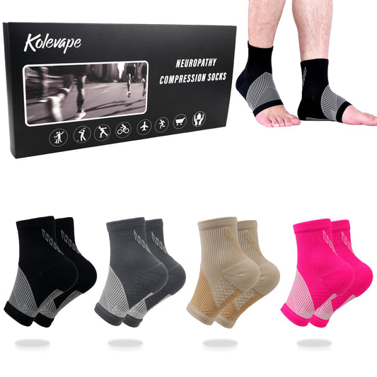 Kolevape 4 Mixed Colors Neuropathy Socks for Women & Men,Nano Socks,Compression Socks