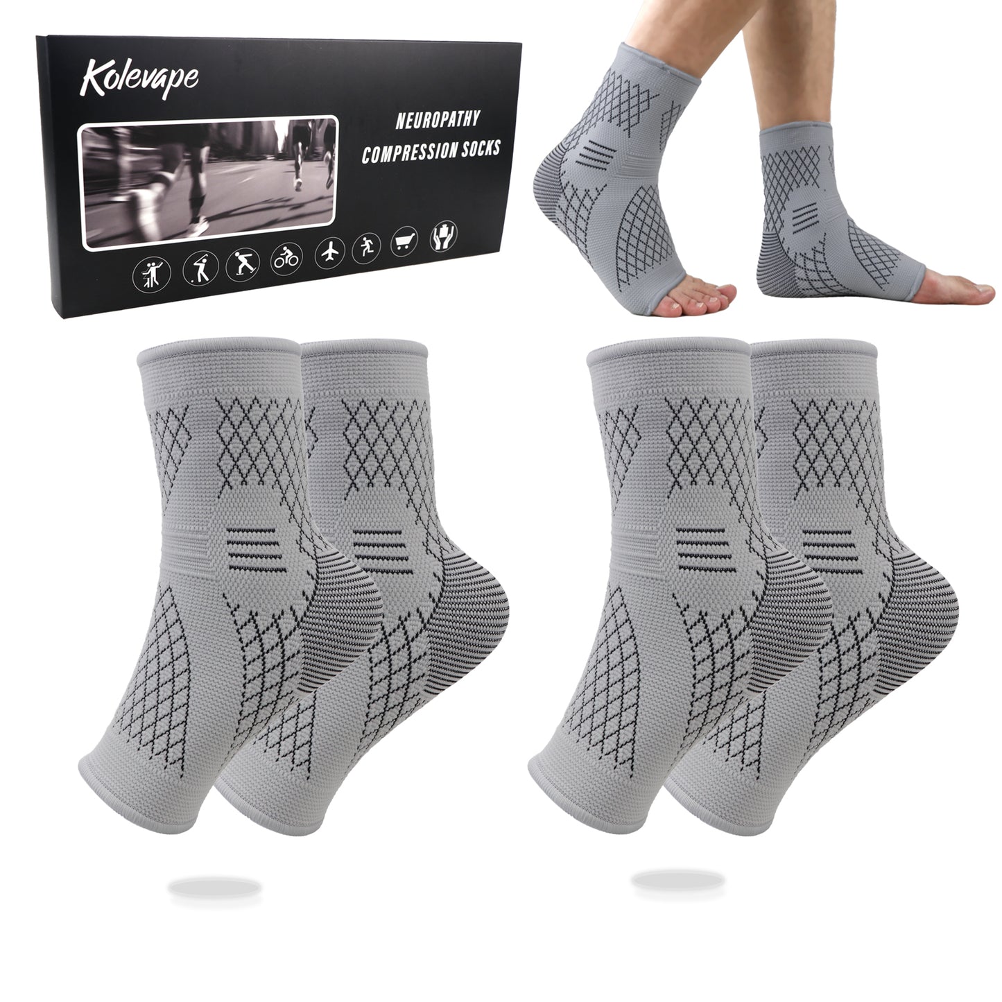 nano socks 30-40mmhg gray