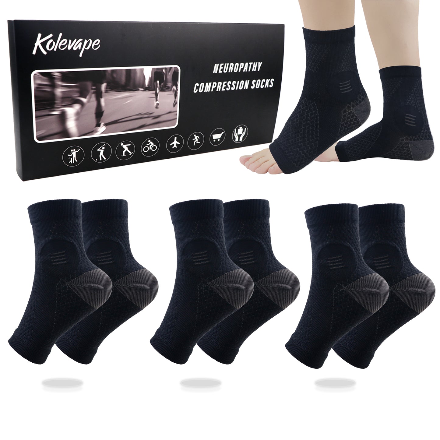 KOLEVAPE Neuropathy Socks for Women & Men,Nano Socks,Compression Socks