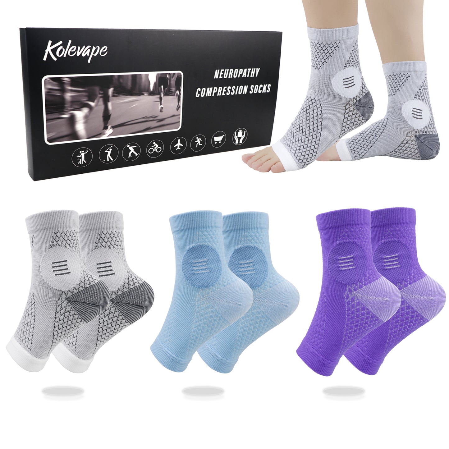 KOLEVAPE Neuropathy Socks for Women & Men,Nano Socks,Compression Socks