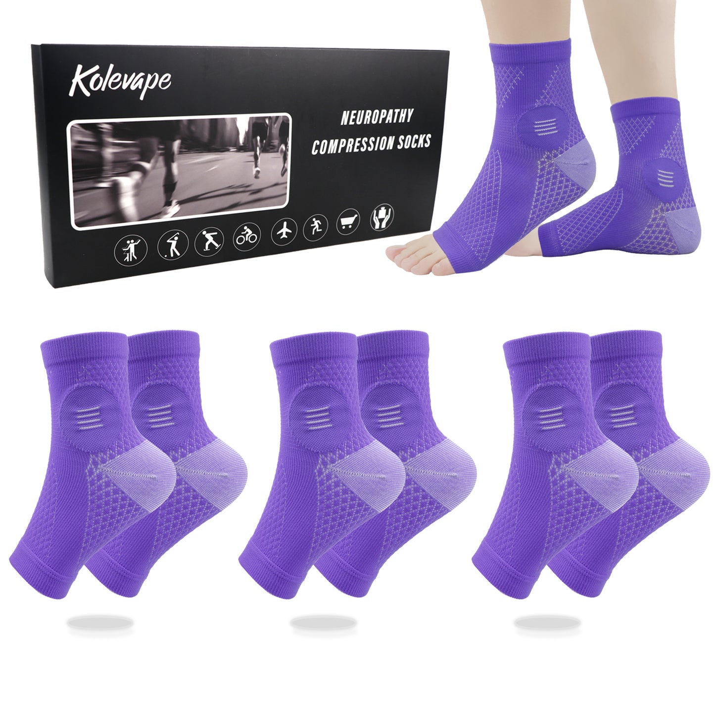 KOLEVAPE Neuropathy Socks for Women & Men,Nano Socks,Compression Socks